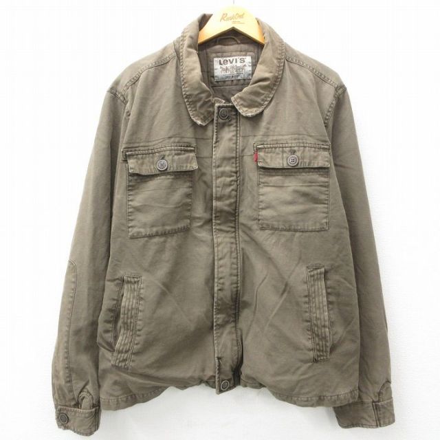 XL★古着 リーバイス Levis 長袖 ジャケット メンズ 大きいサイズ コットン 茶系 ブラウン 内側キルティング 25feb08 中古 アウター ジャンパー ブルゾン
