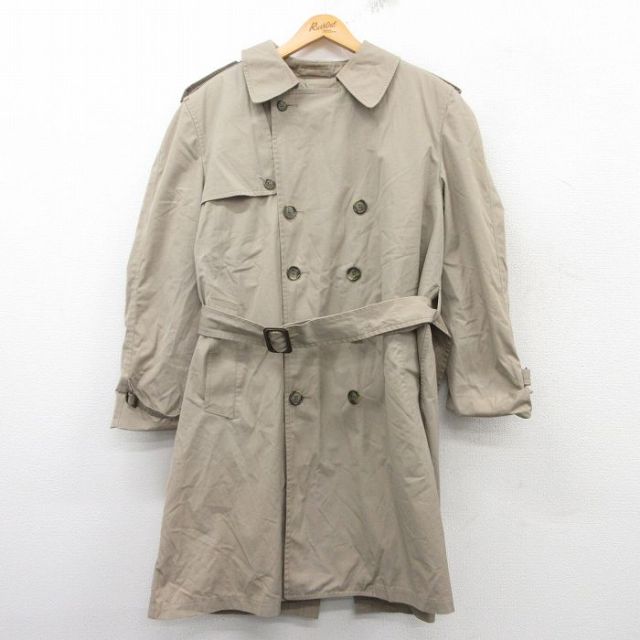 L★古着 ロンドンフォグ 長袖 トレンチ コート メンズ 90年代 90s ロング丈 ベージュ系 カーキ 内側ボア 25feb10 中古 アウター
