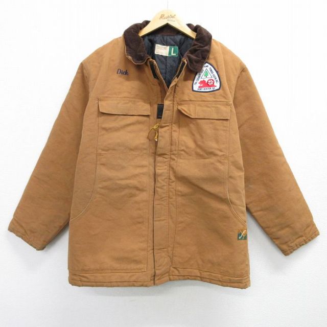XL★古着 Wear Guard 長袖 ジャケット メンズ 00年代 00s TRI COUNTY 襟コーデュロイ ダック地 大きいサイズ 茶 ブラウン 内側キルティング 25feb13 中古 アウター ジャンパー ブルゾン