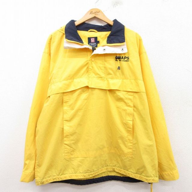【50%OFF】XL★古着 ラルフローレン Ralph Lauren チャップス 長袖 ブランド ハーフジップ ジャケット パーカー メンズ 90年代 90s 大きいサイズ 黄 イエロー 25feb13 中古 アウター ジャンパー ブルゾン