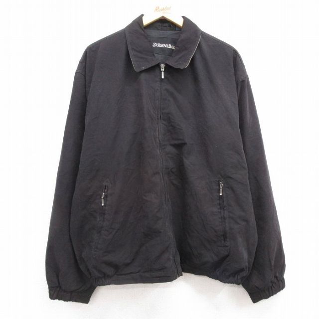 XL★古着 セントジョンズベイ 長袖 ジャケット スイングトップ メンズ 90年代 90s 大きいサイズ 黒 ブラック 内側メッシュ 25feb14 中古 アウター ジャンパー ブルゾン