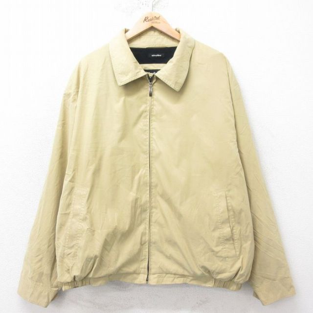【50%OFF】XL★古着 長袖 ジャケット スイングトップ メンズ 大きいサイズ ベージュ カーキ 25feb14 中古 アウター ジャンパー ブルゾン