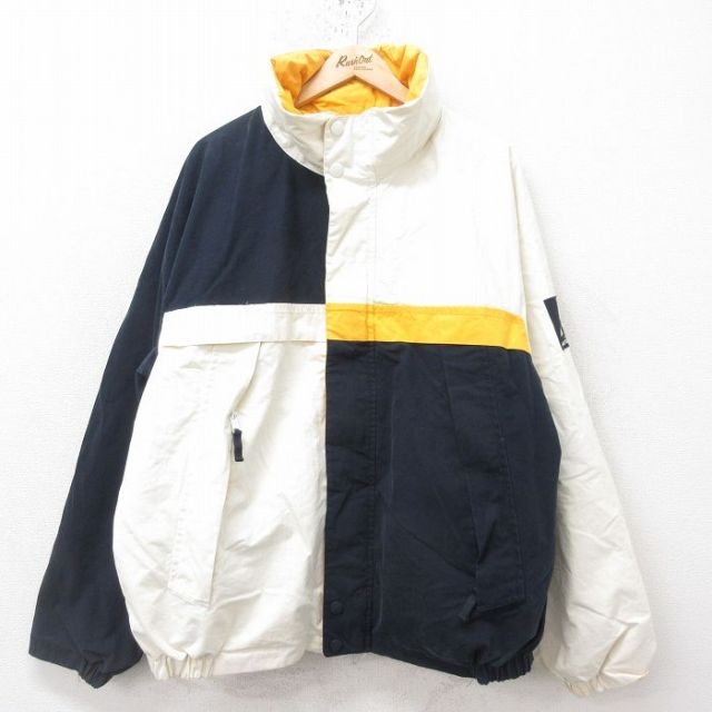 XL★古着 ノーティカ NAUTICA 長袖 ブランド ジャケット メンズ 大きいサイズ マルチカラー リバーシブル 白他 ホワイト 25feb14 中古 アウター ジャンパー ブルゾン