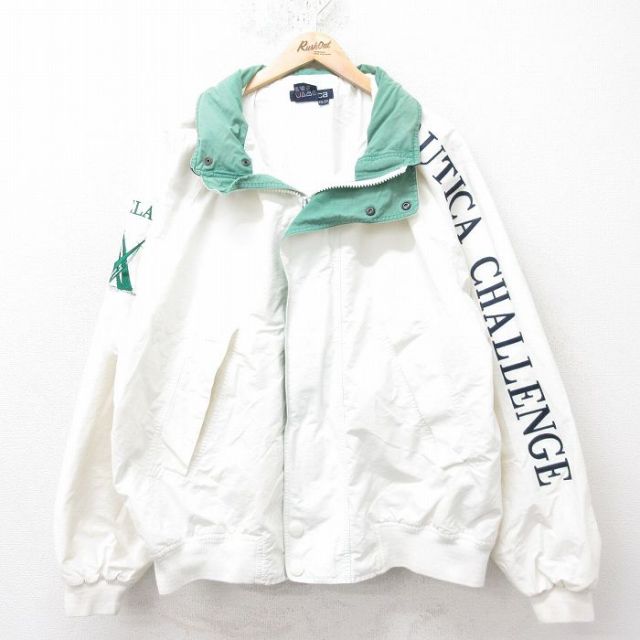 XL★古着 ノーティカ NAUTICA 長袖 ブランド セーリング ジャケット メンズ 90年代 90s 刺繍 ラグラン 白 ホワイト 【spe】 25feb14 中古 アウター ジャンパー ブルゾン