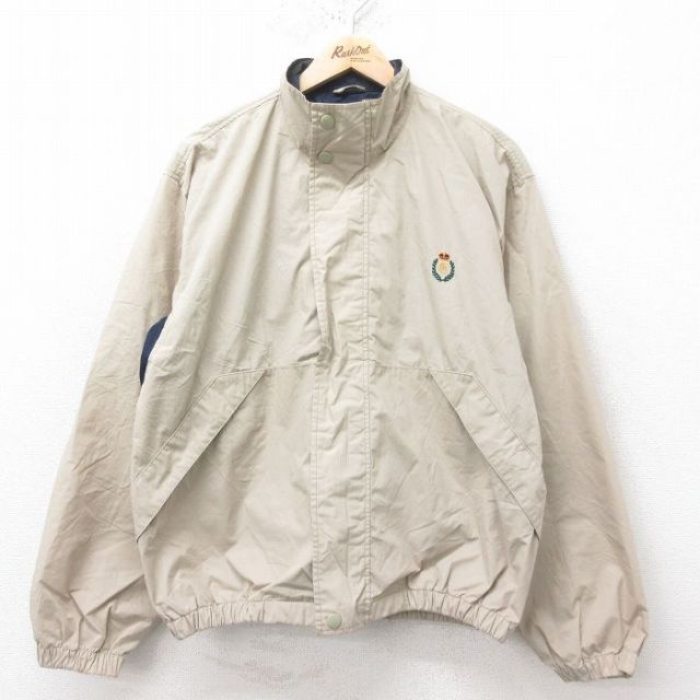 L★古着 ラルフローレン Ralph Lauren チャップス 長袖 ジャケット メンズ 90年代 90s ワンポイントロゴ ベージュ カーキ 【spe】 25feb14 中古 アウター ジャンパー ブルゾン