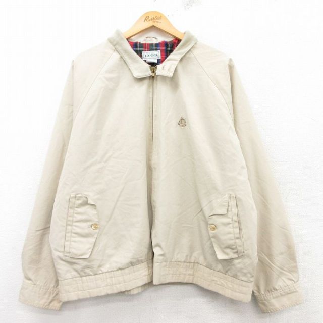 XL★古着 IZOD 長袖 ジャケット スイングトップ メンズ 90年代 90s 大きいサイズ ラグラン ベージュ カーキ 25feb17 中古 アウター ジャンパー ブルゾン