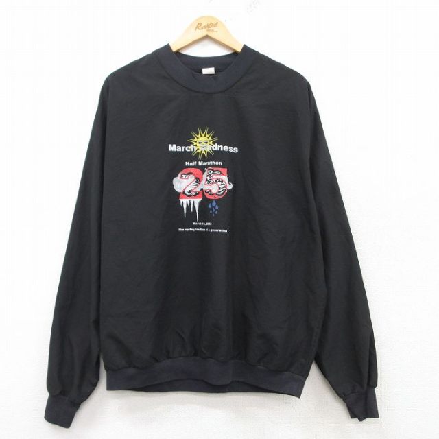 XL★古着 長袖 ジャケット メンズ 00年代 00s ハーフマラソン クルーネック USA製 黒 ブラック 25feb17 中古 アウター ジャンパー ブルゾン