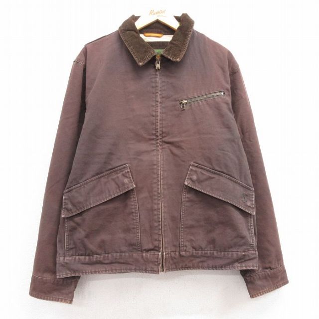 XL★古着 ティンバーランド 長袖 ジャケット メンズ 00年代 00s ダック地 ヒジ当て コットン 襟コーデュロイ 茶 ブラウン 25feb18 中古 アウター ジャンパー ブルゾン