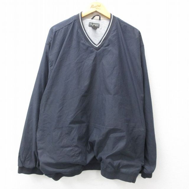 XL★古着 バンヒューセン 長袖 ジャケット メンズ 大きいサイズ Vネック 濃紺 ネイビー 25feb18 中古 アウター ジャンパー ブルゾン