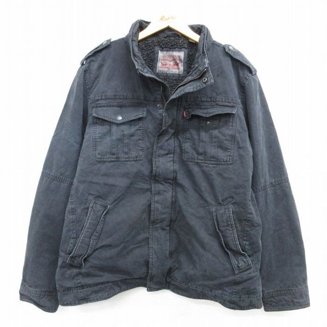 XL★古着 リーバイス Levis 長袖 ジャケット メンズ 大きいサイズ コットン 黒 ブラック 内側ボア 25feb19 中古 アウター ジャンパー ブルゾン