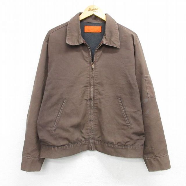 XL★古着 ディッキーズ Dickies 長袖 ワーク ジャケット メンズ 90年代 90s 大きいサイズ USA製 茶 ブラウン 内側キルティング 25feb19 中古 アウター ジャンパー ブルゾン