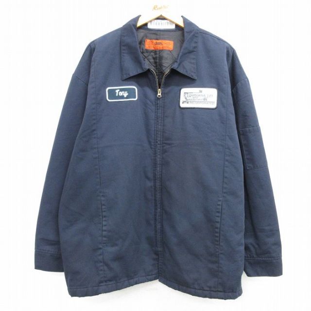 XL★古着 長袖 ワーク ジャケット メンズ CiNTAS 大きいサイズ 紺 ネイビー 内側キルティング 25feb19 中古 アウター ジャンパー ブルゾン