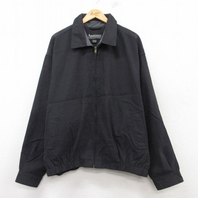 XL★古着 長袖 ジャケット スイングトップ メンズ 大きいサイズ 黒 ブラック 25feb18 中古 アウター ジャンパー ブルゾン
