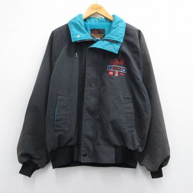 XL★古着 長袖 ジャケット メンズ 90年代 90s 車 ラグラン USA製 黒他 ブラック 25feb22 中古 アウター ジャンパー ブルゾン