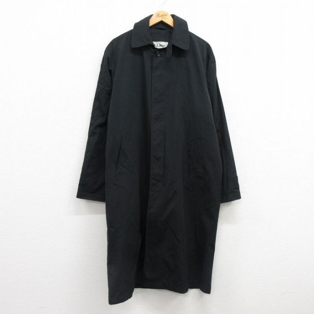 XL★古着 エルエルビーン LLBEAN 長袖 ステンカラー コート メンズ 90年代 90s ロング丈 黒 ブラック 【spe】 25feb26 中古 アウター
