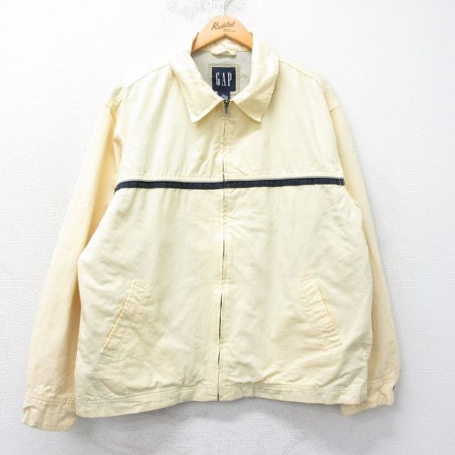 XL★古着 ギャップ GAP 長袖 ジャケット スイングトップ メンズ 00年代 00s 大きいサイズ コットン 薄黄他 イエロー 【spe】 25feb27 中古 アウター ジャンパー ブルゾン