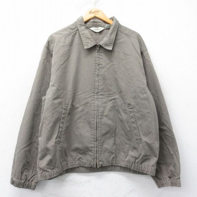 XL★古着 エディーバウアー 長袖 ジャケット スイングトップ メンズ 00年代 00s 大きいサイズ コットン グレー系 【spe】 25feb27 中古 アウター ジャンパー ブルゾン