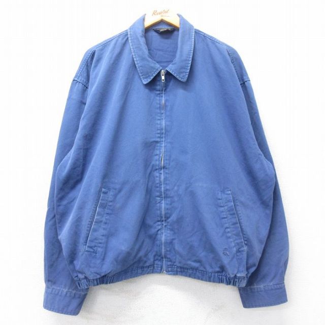 XL★古着 ブルックスブラザーズ BROOKS BROTHERS 長袖 ブランド ジャケット スイングトップ メンズ 00年代 00s ワンポイントロゴ 大きいサイズ コットン 薄紺 ネイビー 25feb27 中古 アウター ジャンパー ブルゾン