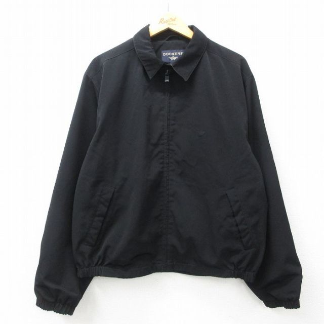 XL★古着 ドッカーズ 長袖 ジャケット スイングトップ メンズ 大きいサイズ 黒 ブラック 25mar05 中古 アウター ジャンパー ブルゾン