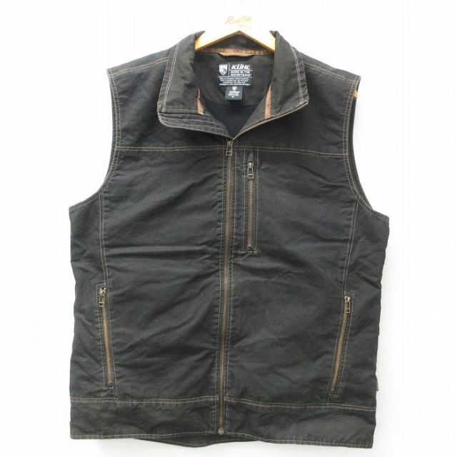 XL★古着 KUHL ベスト メンズ コットン 濃茶 ブラウン 25mar05 中古 アウター