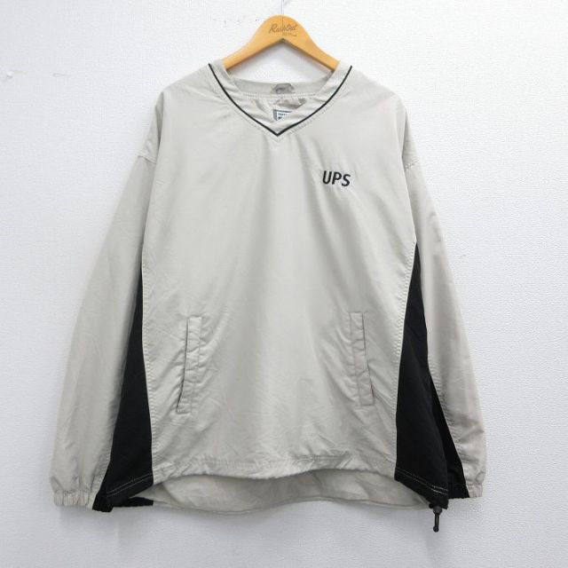 XL★古着 長袖 ジャケット メンズ UPS 大きいサイズ Vネック 薄グレー他 25mar14 中古 アウター ジャンパー ブルゾン