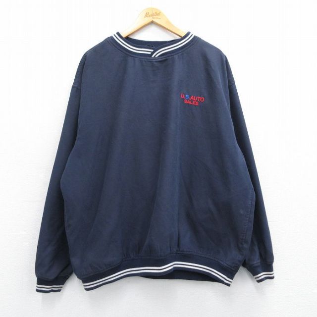 XL★古着 長袖 ジャケット メンズ U.S.AUTO 大きいサイズ クルーネック 濃紺 ネイビー 25mar14 中古 アウター ジャンパー ブルゾン