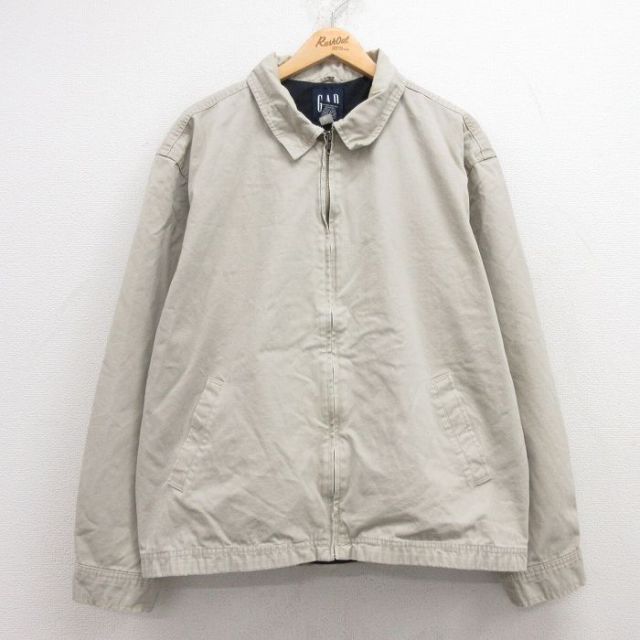 XL★古着 ギャップ GAP 長袖 ジャケット スイングトップ メンズ 00年代 00s 大きいサイズ コットン ベージュ カーキ 25mar18 中古 アウター ジャンパー ブルゾン