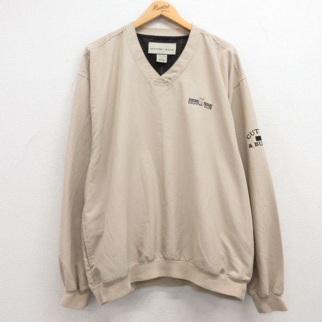 XL★古着 長袖 ジャケット メンズ POCONO 大きいサイズ Vネック ベージュ カーキ 25mar18 中古 アウター ジャンパー ブルゾン