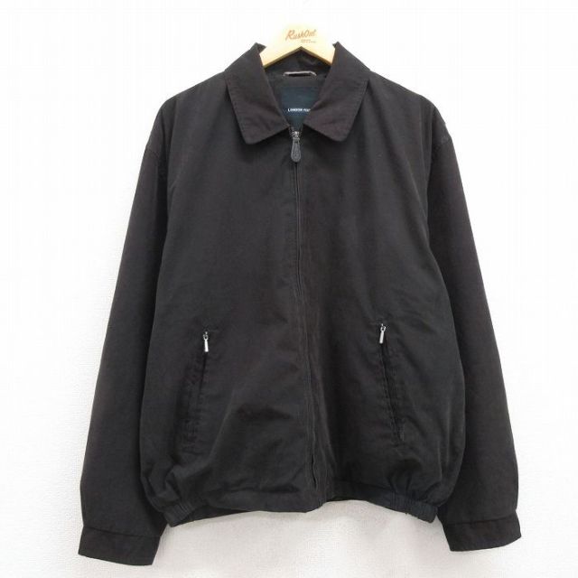 XL★古着 ロンドンフォグ 長袖 ジャケット スイングトップ メンズ 大きいサイズ 黒 ブラック 内側メッシュ 25mar18 中古 アウター ジャンパー ブルゾン