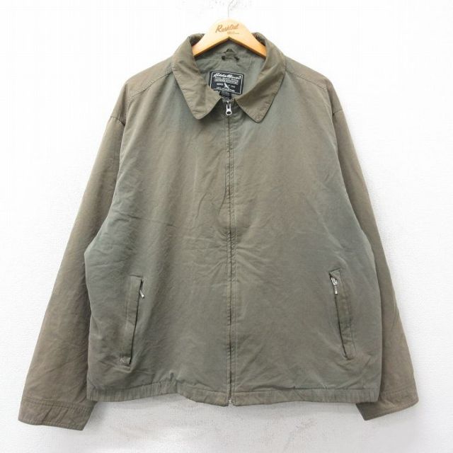XL★古着 エディーバウアー 長袖 ジャケット スイングトップ メンズ 大きいサイズ 濃緑 グリーン 25mar26 中古 アウター ジャンパー ブルゾン