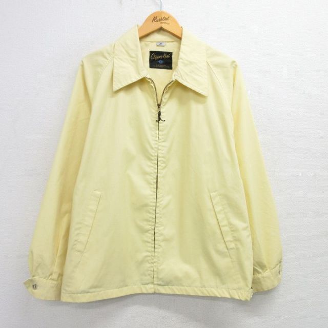 XL★古着 長袖 ジャケット スイングトップ メンズ 80年代 80s ラグラン タロン 薄黄 イエロー 25mar27 中古 アウター ジャンパー ブルゾン