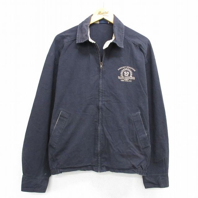 XL★古着 キングルイ 長袖 ジャケット スイングトップ メンズ 90年代 90s SANDUSKY 大きいサイズ コットン USA製 黒 ブラック 25mar27 中古 アウター ジャンパー ブルゾン