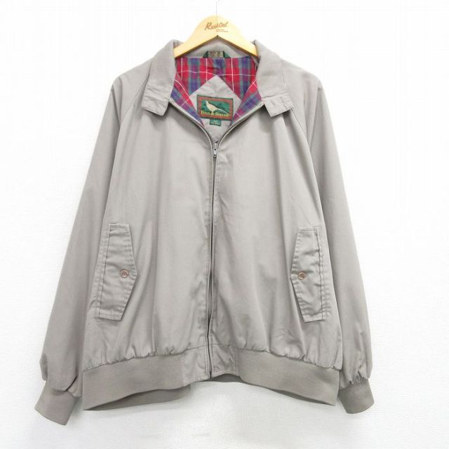 XL★古着 長袖 ジャケット スイングトップ メンズ 90年代 90s　ラグラン 大きいサイズ グレー 25mar27 中古 アウター ジャンパー ブルゾン