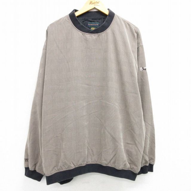XL★古着 IZOD 長袖 ジャケット メンズ 00年代 00s Bonita Bay 大きいサイズ クルーネック 茶他 ブラウン チェック 25mar27 中古 アウター ジャンパー ブルゾン