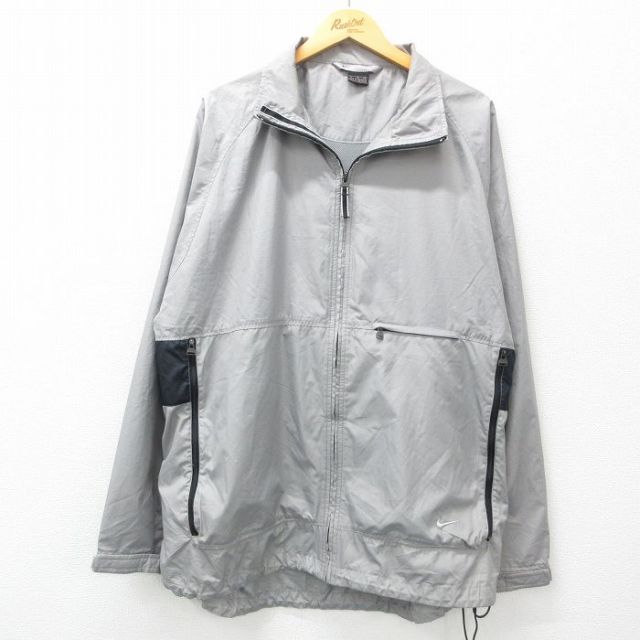 【50%OFF】XL★古着 ナイキ NIKE 長袖 ジャケット メンズ ワンポイントロゴ ラグラン 大きいサイズ グレー他 内側メッシュ 25apr12 中古 アウター ジャンパー ブルゾン