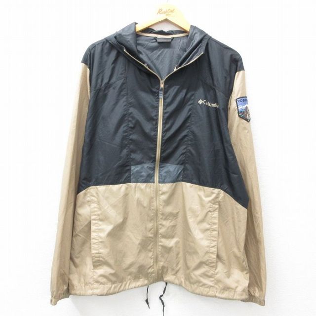 XL★古着 コロンビア COLUMBIA 長袖 ジャケット パーカー メンズ YOSEMITE 大きいサイズ ベージュ他 カーキ 25apr12 中古 アウター ジャンパー ブルゾン