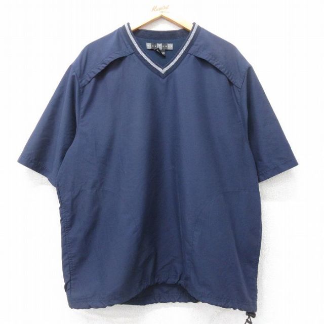 【20%OFF】XL★古着 ナイキ NIKE ゴルフ 半袖 ジャケット メンズ 00年代 00s ワンポイントロゴ Vネック 紺 ネイビー 内側メッシュ 【spe】 25aug02 中古 アウター ジャンパー ブルゾン