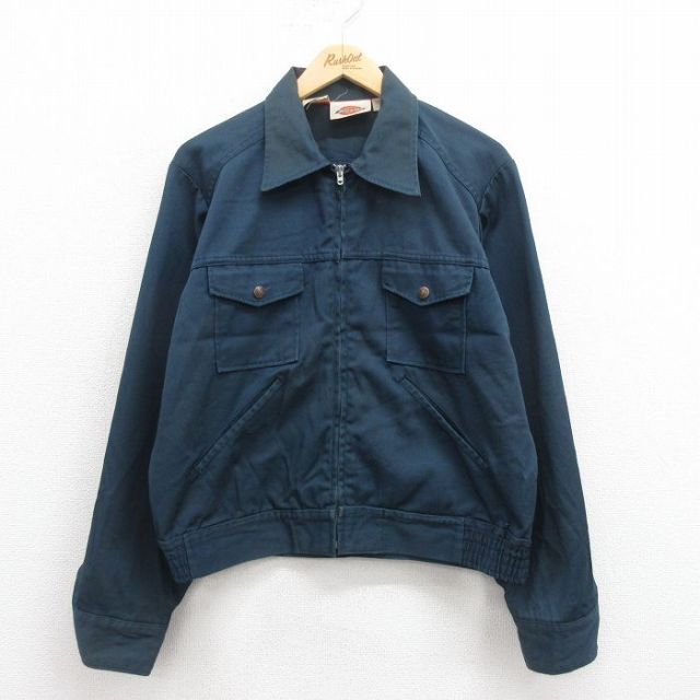 L★古着 ディッキーズ Dickies 長袖 ワーク ジャケット メンズ 90年代 90s 紺 ネイビー 25aug30 中古 アウター ジャンパー ブルゾン