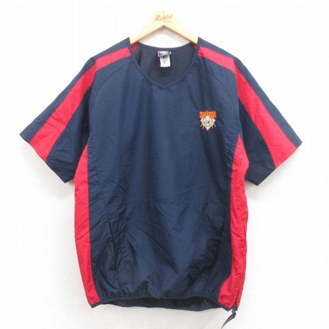 【50%OFF】ベースボール半袖ジャケット ネイビー L | 古着