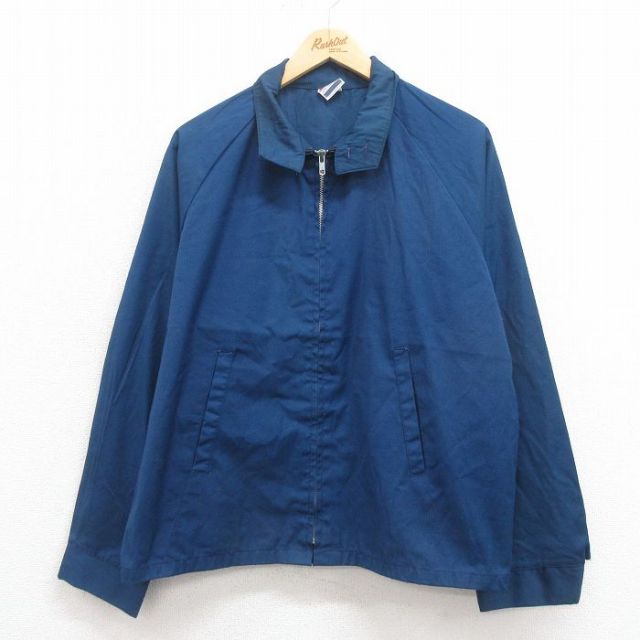 XL★古着 長袖 ジャケット スイングトップ メンズ 80年代 80s ラグラン 紺 ネイビー 25sep02 中古 アウター ジャンパー ブルゾン