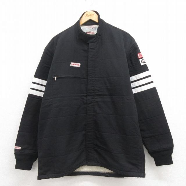 XL★古着 シンプソン 長袖 レーシング ジャケット メンズ 80年代 80s ロング丈 黒他 ブラック 25sep04 中古 アウター ジャンパー ブルゾン
