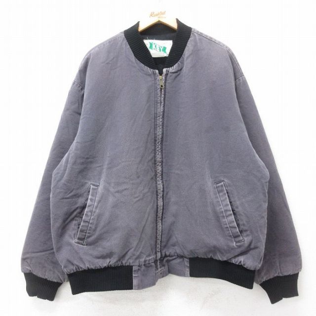 XL★古着 キー KEY 長袖 ジャケット メンズ 90年代 90s ダック地 大きいサイズ コットン USA製 グレー系他 内側キルティング 【spe】 25sep10 中古 アウター ジャンパー ブルゾン