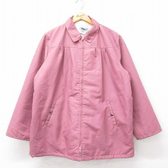 XL★古着 長袖 ジャケット メンズ 90年代 90s 大きいサイズ USA製 ピンク系 内側ファー 25sep10 中古 アウター ジャンパー ブルゾン