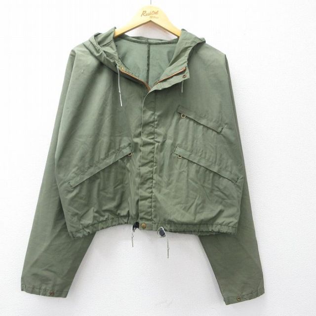XL★古着 エルエルビーン LLBEAN 長袖 ジャケット パーカー メンズ 80年代 80s ショート丈 大きいサイズ タロン 緑系 グリーン 【spe】 25sep19 中古 アウター ジャンパー ブルゾン