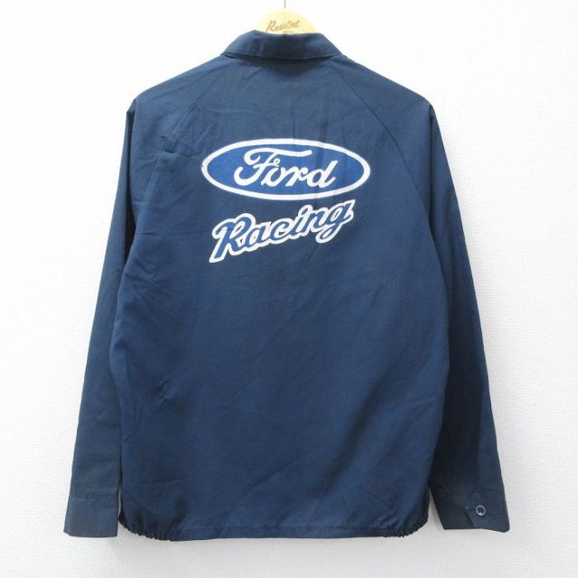 L★古着 長袖 ワーク ジャケット メンズ 90年代 90s フォード Ford レーシング ラグラン USA製 濃紺 ネイビー 25sep19 中古 アウター ジャンパー ブルゾン