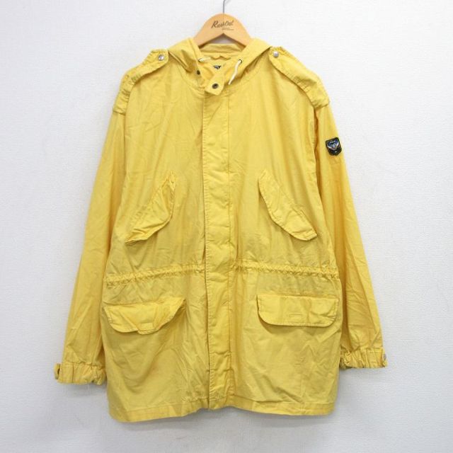 XL★古着 ラルフローレン Ralph Lauren 長袖 ブランド ジャケット パーカー メンズ 90年代 90s ロング丈 コットン 黄 イエロー 【spe】 25sep24 中古 アウター ジャンパー ブルゾン