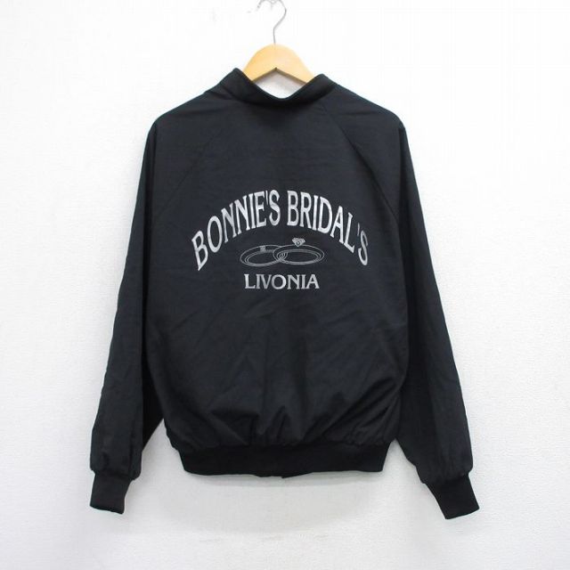 XL★古着 長袖 ジャケット メンズ 90年代 90s 指輪 大きいサイズ USA製 黒 ブラック 25sep24 中古 アウター ジャンパー ブルゾン