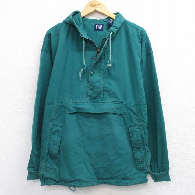 XL★古着 ギャップ GAP 長袖 ジャケット アノラック パーカー メンズ 90年代 90s 大きいサイズ コットン 緑 グリーン 25sep24 中古 アウター ジャンパー ブルゾン