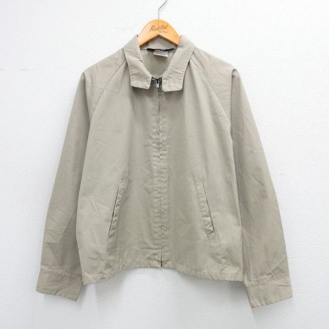 L★古着 長袖 ジャケット スイングトップ メンズ 90年代 90s ラグラン USA製 ベージュ カーキ 25sep25 中古 アウター ジャンパー ブルゾン