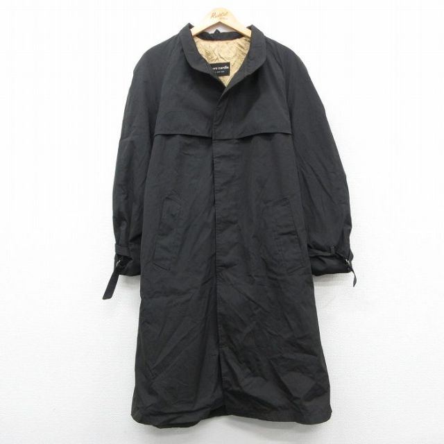 【20%OFF】L★古着 ピエールカルダン pierre cardin 長袖 コート メンズ 90年代 90s ラグラン ロング丈 黒 ブラック 25sep26 中古 アウター